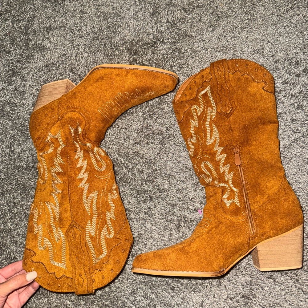 Suede cowboy boots